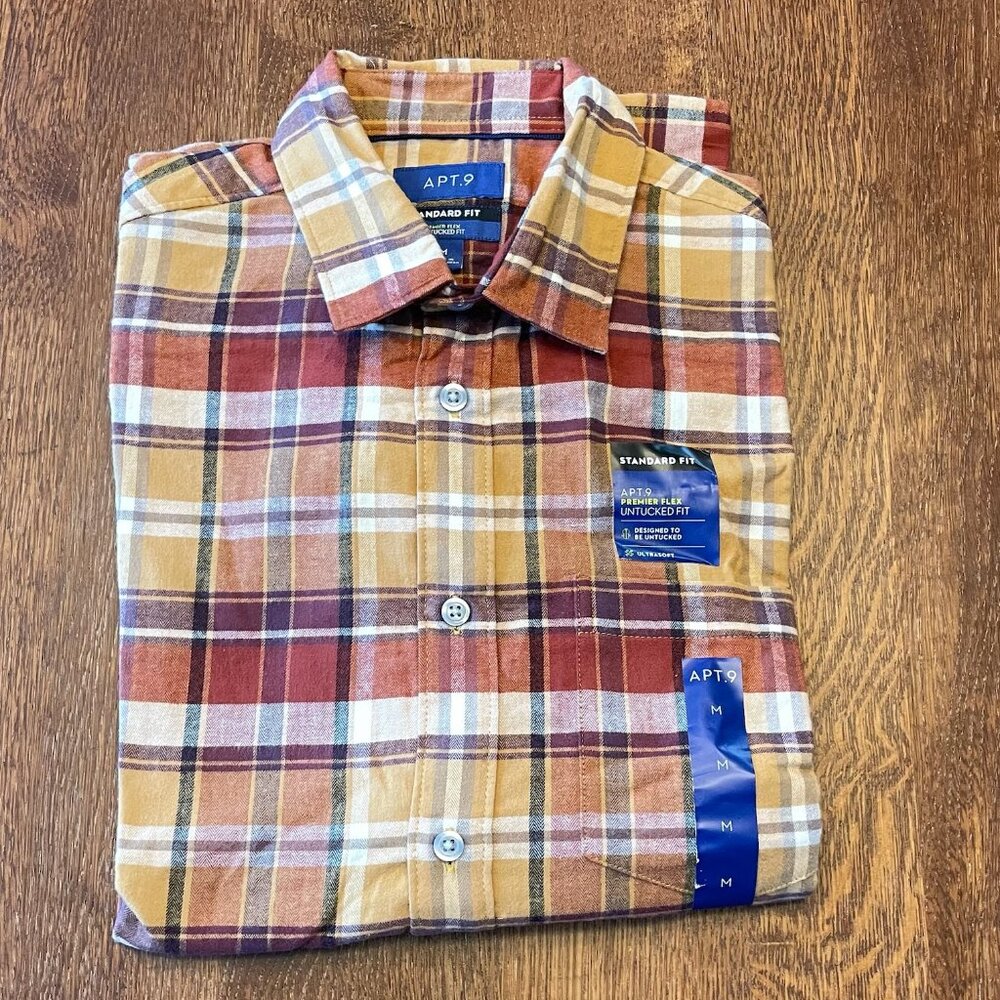 APT 9 Standard fit Medium Plaid Flannel - NWT